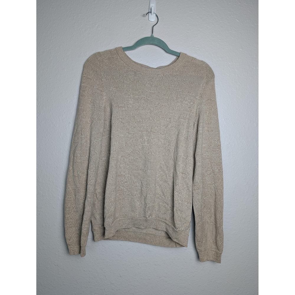 Fossil Sweater Mens Large Beige 100% Merino Wool Crewneck Pullover Soft‎ Knit